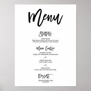 Chic Hand Letter Wedding Menu Poster