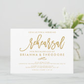 Chic Hand Letter Wedding Probe Gold Einladung (Stehend Vorderseite)