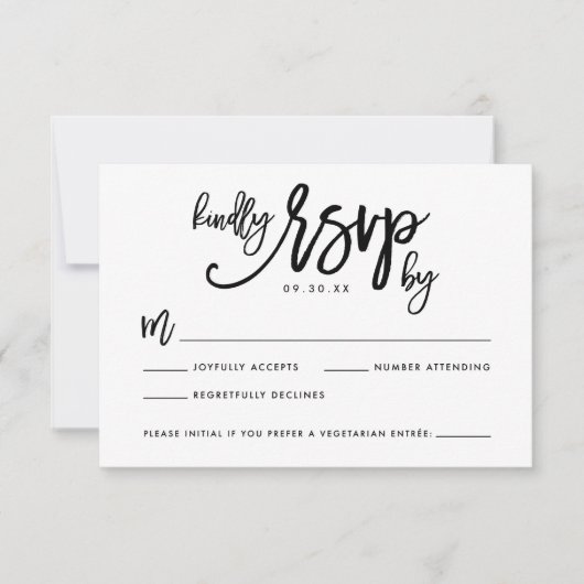 Chic Hand Letter Wedding RSVP Card (Vorderseite)