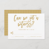 Chic Hand Letter Wedding RSVP Card in Gold (Vorne/Hinten)