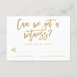 Chic Hand Letter Wedding RSVP Card in Gold Karte