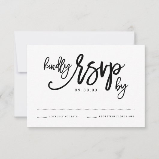 Chic Hand Letter Wedding RSVP Card Karte (Vorderseite)