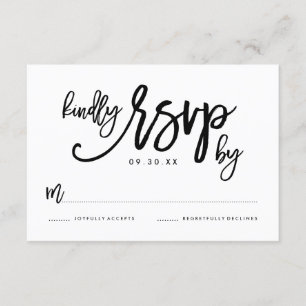 Chic Hand Letter Wedding RSVP Card Karte