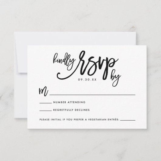 Chic Hand Letter Wedding RSVP Card Karte (Vorderseite)