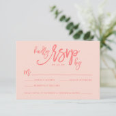 Chic Hand Letter Wedding RSVP Card | Korallen Karte (Stehend Vorderseite)
