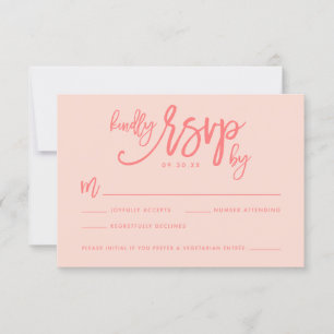 Chic Hand Letter Wedding RSVP Card   Korallen Karte