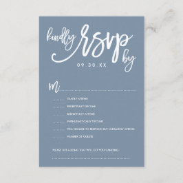 Chic Hand Letter Wedding RSVP Dusty Blue