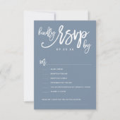 Chic Hand Letter Wedding RSVP Dusty Blue Karte (Vorderseite)