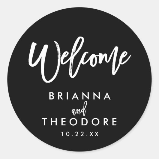 Chic Hand Letter Wedding Welcome Sticker (Vorderseite)