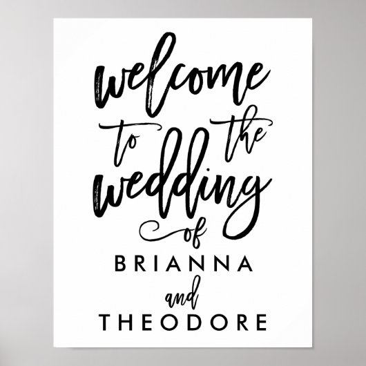 Chic Hand Letter Wedding Willkommenszeichen Poster (Vorne)