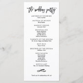 Chic Hand Letter Wedding Zeremony Program Programm (Rückseite)