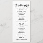 Chic Hand Letter Wedding Zeremony Program Programm (Rückseite)
