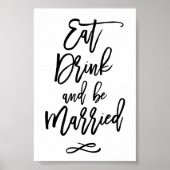 Chic Hand Letter Wedlet Drink Verheiratet sein Poster (Vorne)