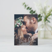 Chic Hand Letter Wedtered Dankeschön Foto Postkarte (Stehend Vorderseite)