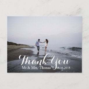 Chic Hand Letter Wedtered Dankeschön Postcard Postkarte