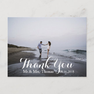 Chic Hand Letter Wedtered Dankeschön Postcard Postkarte