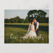 Chic Hand Letter Wedtered LIEBE UND DANKE Weiß Postkarte (Vorderseite)