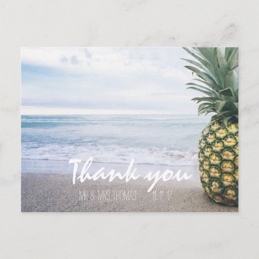 Chic Hand Lettered Ananas Danke Postcard Postkarte (Vorderseite)