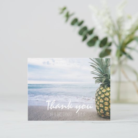 Chic Hand Lettered Ananas Danke Postcard Postkarte (Stehend Vorderseite)