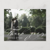 Chic Hand Lettered Foto Wedding Danke Postkarte (Vorderseite)