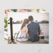Chic Hand Lettered Foto Wedding Dankeschön Card Postkarte (Vorne/Hinten)