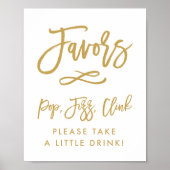 Chic Hand Lettered Gold Favoriten Pop, Fizz, Clink Poster (Vorne)