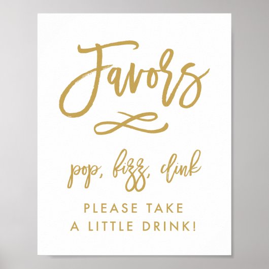Chic Hand Lettered Gold Favoriten Pop, Fizz, Clink Poster (Vorne)