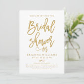 Chic Hand Lettered Gold Wedding Brautparty Einladung (Stehend Vorderseite)