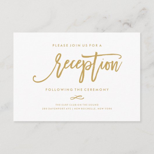 Chic Hand Lettered Gold Wedding Card Begleitkarte (Vorderseite)