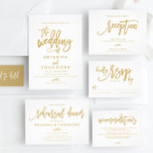Chic Hand Lettered Gold Wedding Einladung