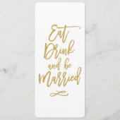 Chic Hand Lettered Gold Wedding Menu Menükarte (Rückseite)
