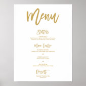 Chic Hand Lettered Gold Wedding Menu Poster (Vorne)