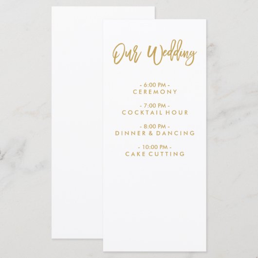 Chic Hand Lettered Gold Wedding Programm (Vorne/Hinten)