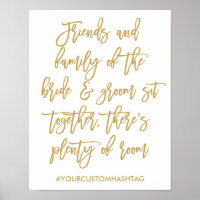 Chic Hand Lettered Gold Wedding Seating Sign