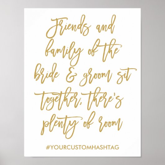 Chic Hand Lettered Gold Wedding Seating Sign Poster (Vorne)