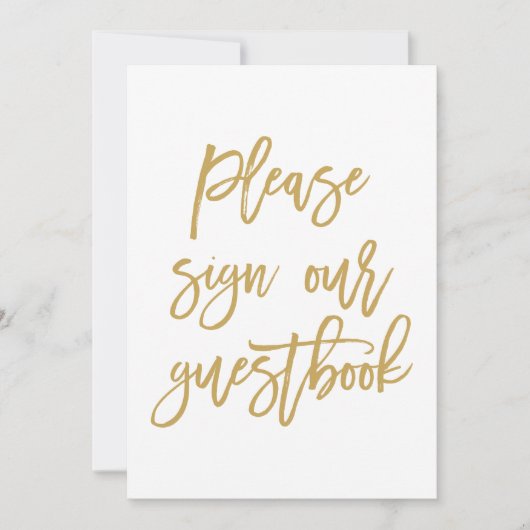 Chic Hand Lettered Gold Wedding Sign Gästebuch (Vorderseite)