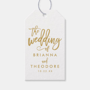 Chic Hand Lettered Gold Wedding-Tag Geschenkanhänger