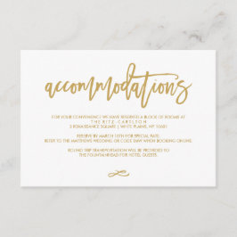 Chic Hand Lettered Gold Wedding Unterkünfte Begleitkarte