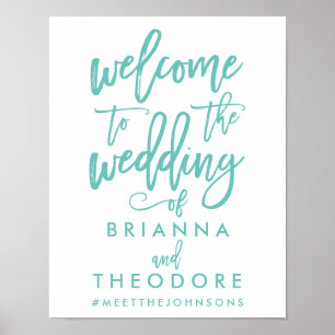 Chic Hand Lettered Gold Wedding Willkommenszeichen Poster
