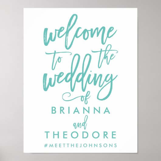 Chic Hand Lettered Gold Wedding Willkommenszeichen Poster (Vorne)
