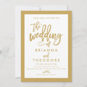 Chic Hand Lettered Gold Weditation Border Einladung (Vorderseite)