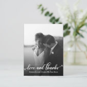 Chic Hand Lettered HEARTS Wedding DANKE Postkarte (Stehend Vorderseite)