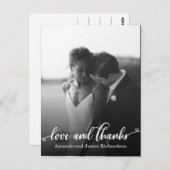 Chic Hand Lettered HEARTS Wedding DANKE Postkarte (Vorne/Hinten)