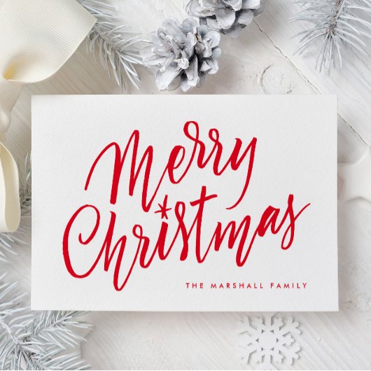 Chic Hand Lettered Merry Christmas Holiday Card Dankeskarte