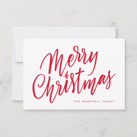 Chic Hand Lettered Merry Christmas Holiday Card Dankeskarte (Vorderseite)