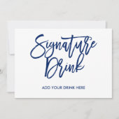 Chic Hand Lettered Navy Signature Drink Einladung (Vorderseite)