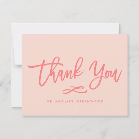 Chic Hand Lettered Wedding Danke | Korallen (Vorderseite)