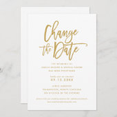 Chic Hand Lettered Wedding | Datum Gold ändern Einladung (Vorne/Hinten)