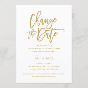 Chic Hand Lettered Wedding   Datum Gold ändern Einladung