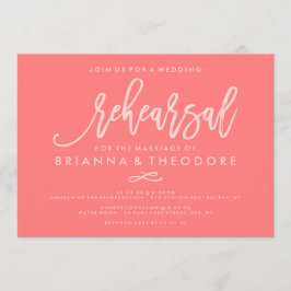 Chic Hand Lettered Wedding Probe Coral Einladung
